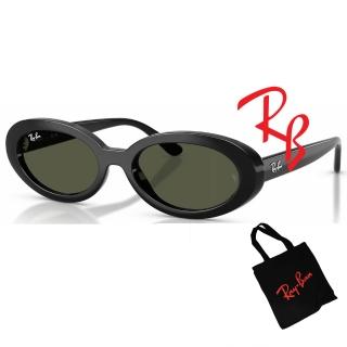【RayBan 雷朋】亞洲版 復古橢圓膠框太陽眼鏡 RB2223F 601/31 黑框墨綠鏡片 公司貨(搭贈RAY BAN托特包)