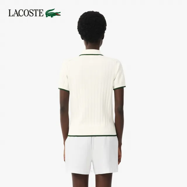 【LACOSTE】女款-短袖Polo領高爾夫球衫(白色)