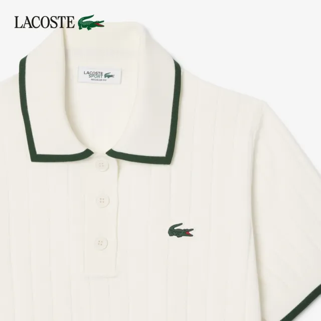 【LACOSTE】女款-短袖Polo領高爾夫球衫(白色)