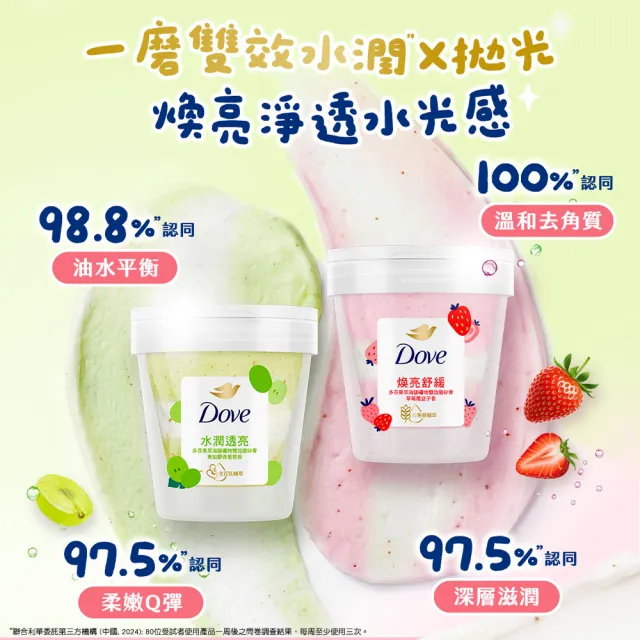【Dove 多芬】果萃海鹽礦物雙效磨砂膏250gx3入(青梨麝香葡萄香/草莓覆盆子香)