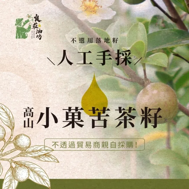 【良益油坊】100%小果苦茶油500 mL*2瓶(二入組)