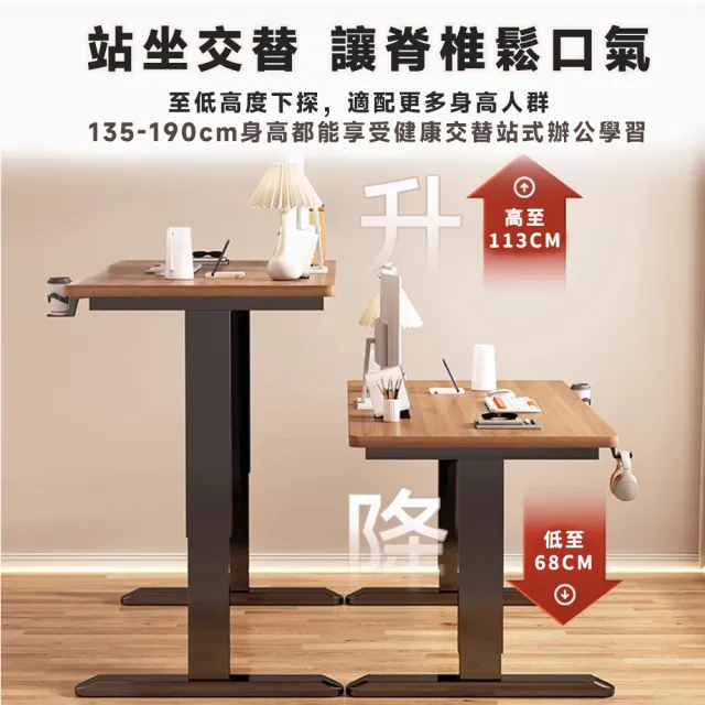 【UVLED 鈺創合成】電動升降桌160CM-附抽屜/靜音電機(升降電腦桌 電競桌 辦公桌 書桌 電腦桌 工作桌 桌子)