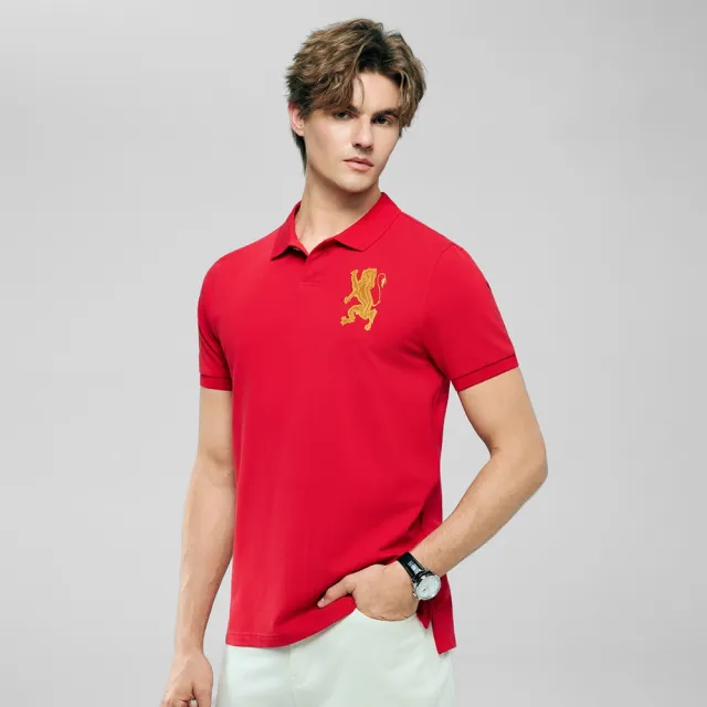 【GIORDANO 佐丹奴】男裝拼色刺繡修身短袖POLO衫(多色任選)