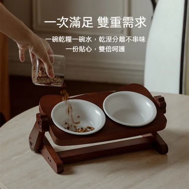 佑米 陶瓷寵物碗 陶瓷貓碗 雙碗寵物碗 護頸碗 斜口寵物碗 小型犬糧碗 貓咪碗 喝水碗 飼料碗 狗食盆