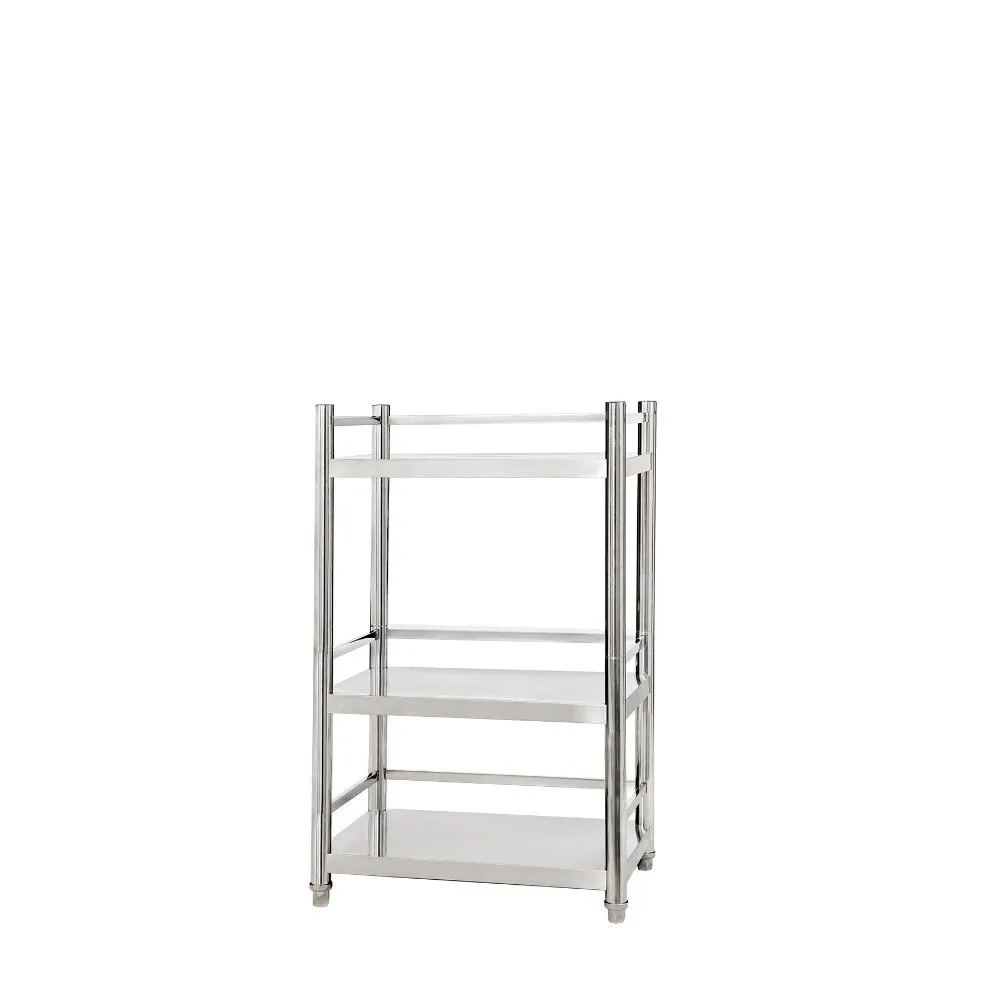 【誠宜居家】60x40x91cm 【特厚款鋼板加粗加厚80%】三面圍欄(三層不鏽鋼置物架-加強底部橫梁 廚房架架子)