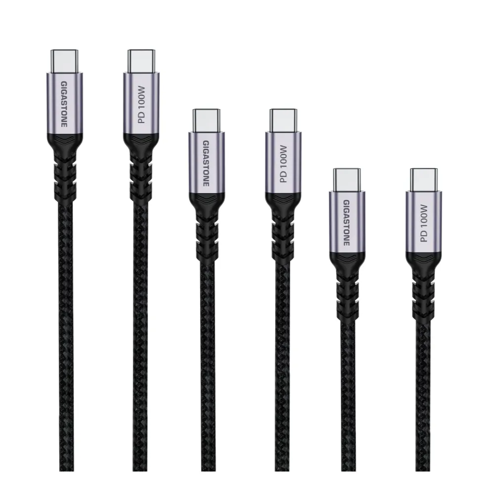 【Gigastone 立達國際】3入組 TypeC 100W 4K USB3.2 Gen2充電傳輸編織線 (iPhone17快充)