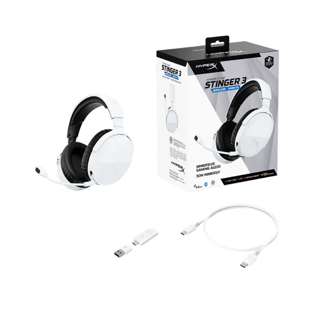 【HyperX】Cloud Stinger 3 Wireless 無線電競耳機 - 白色(BS1T9AA)