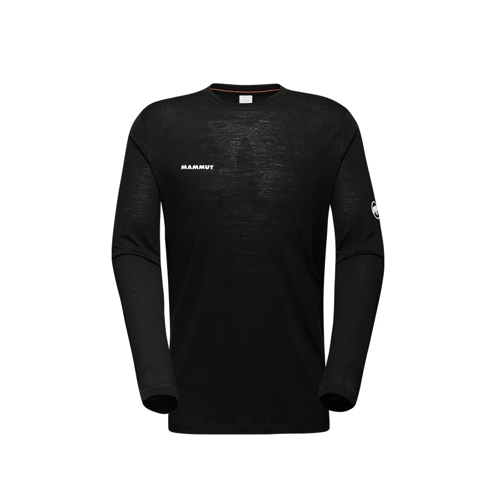 【Mammut 長毛象官方直營】Tree Wool FL Longsleeve AF 羊毛混紡快乾抗臭長袖T恤 黑色 男款 #1016-01720