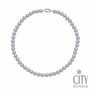 【City Diamond 引雅】日本進口 天然AKOYA珍珠7-8mm 真多麻色 串鍊 項鍊(東京Yuki系列)