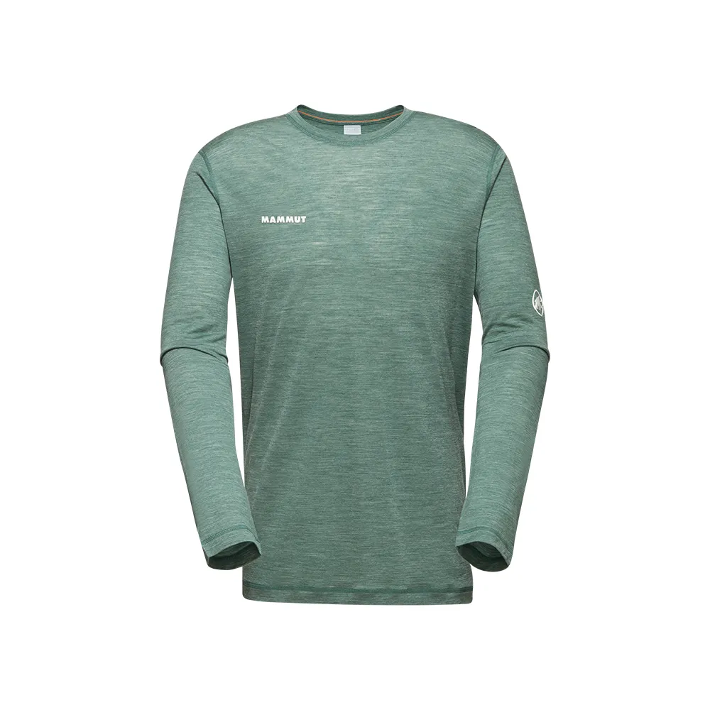 【Mammut 長毛象官方直營】Tree Wool FL Longsleeve 羊毛混紡快乾抗臭長袖T恤 深玉石綠 男款 #1016-01690