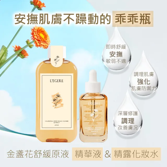 【LEGERE 蘭吉兒】原液保養防曬組(精露+精華液+原液霜+VDRN物理防曬乳)