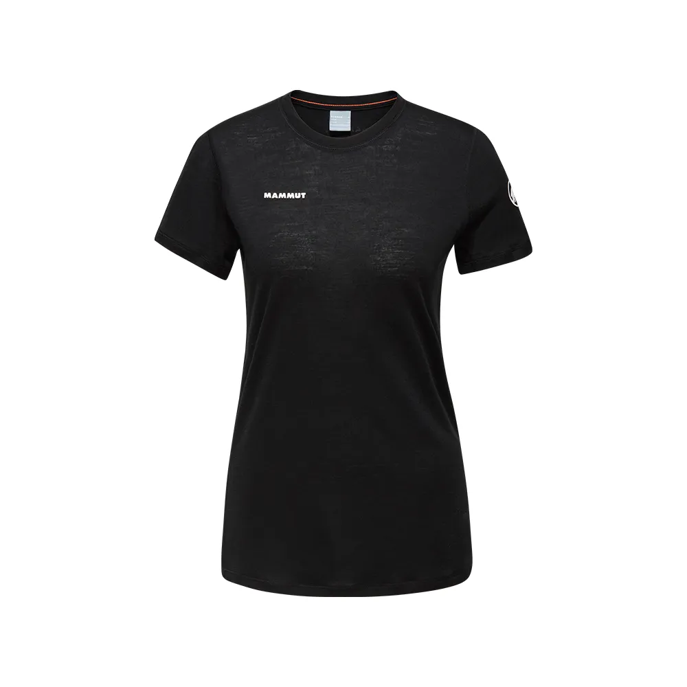 【Mammut 長毛象官方直營】Tree Wool FL T-Shirt Women 羊毛混紡快乾抗臭短袖T恤 黑色 女款 #1017-06670