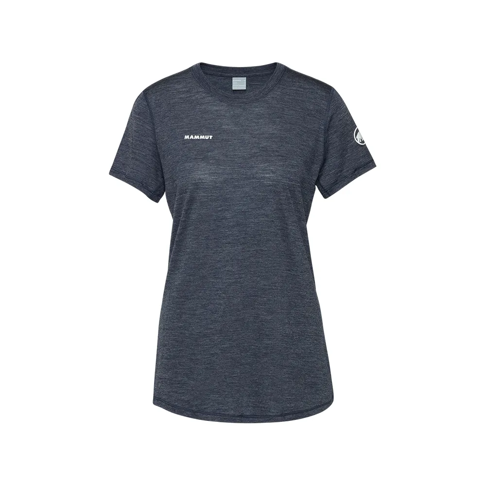 【Mammut 長毛象官方直營】Tree Wool FL T-Shirt W 羊毛混紡快乾抗臭短袖T恤 海洋藍 女款 #1017-06690