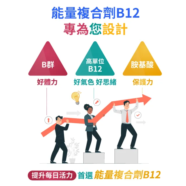 【Natural Fit 活粒適】能量複合劑B12 六入組 30粒/入(素食維他命B群 維他命B12 B1B2B6 葉酸 胺基酸)