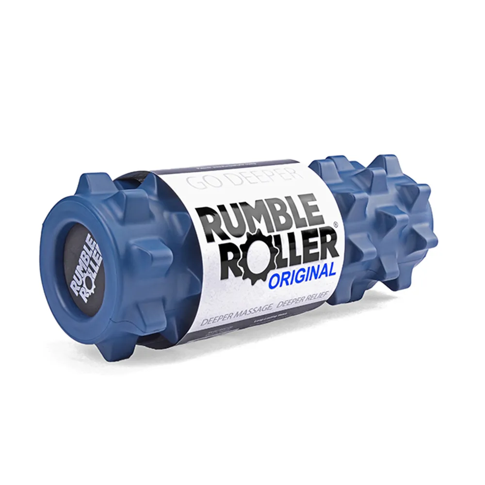 【Rumble Roller】深層按摩滾輪 贈背帶 狼牙棒 短版31cm 標準版硬度(瑜珈柱 按摩滾筒 筋膜放鬆 瑜珈滾筒)