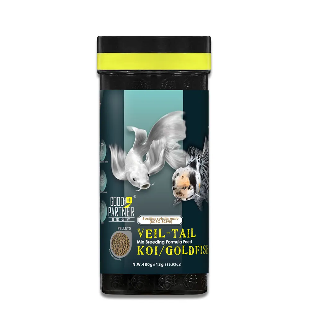 【海豐飼料】親蜜伙伴GOOD PARTNER+龍鯉、金魚雙色育成飼料 中粒 480g(適合龍鯉、錦鯉、長尾鯉、金魚食用)