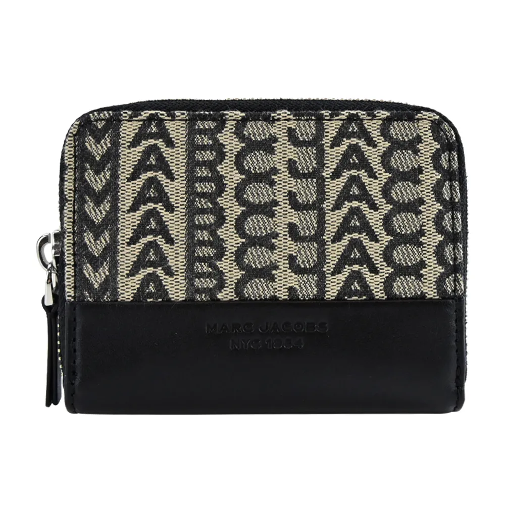 【MARC JACOBS 馬克賈伯】THE MONOGRAM緹花拉鍊卡片零錢包(黑)