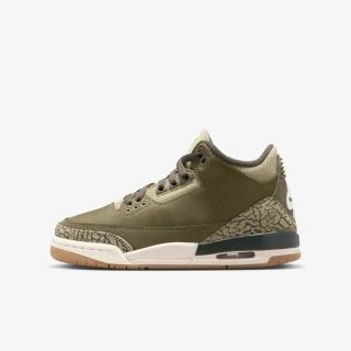 【NIKE 耐吉】Air Jordan 3 Retro GS 大童 運動休閒鞋 爆裂紋 橄欖綠(DM0967-202)