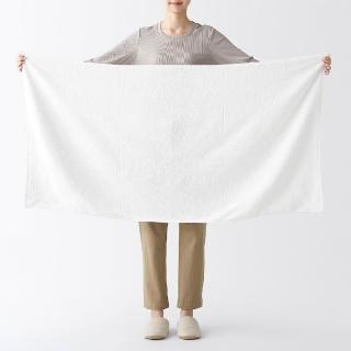 【MUJI 無印良品】棉圈絨雙線織浴巾/可吊掛(柔白/灰色/綠色/粉米/墨黑)成品尺寸:W70×L140 cm
