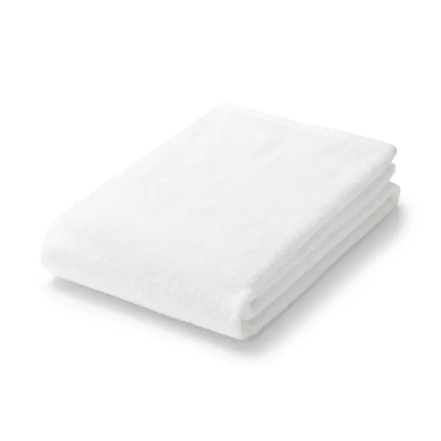 【MUJI 無印良品】棉圈絨雙線織浴巾/可吊掛(柔白/灰色/綠色/粉米/墨黑)成品尺寸:W70×L140 cm