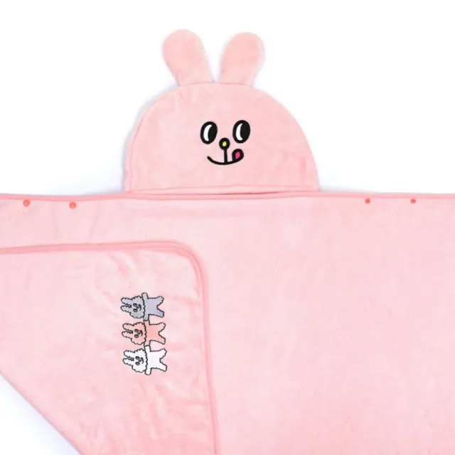 【Norns】Bunni Konbiny兔子便利商店造型連帽毯 (正版授權 冷氣毯 保暖毯 粉紅連帽毯 保暖披肩毯 懶人毯)