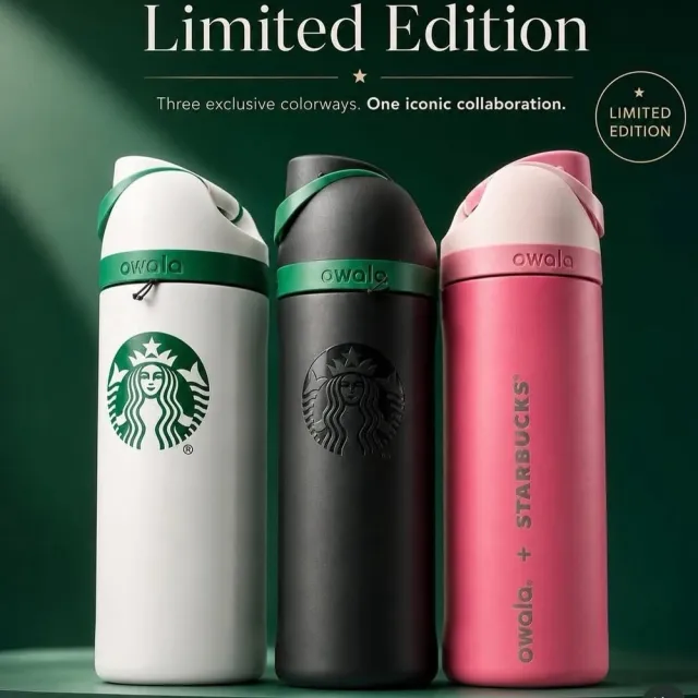 【STARBUCKS 星巴克】美國進口 Owala 聯名款 FreeSip 專利雙口飲 彈蓋 保溫杯 運動水壺 吸管隨行杯 710ml