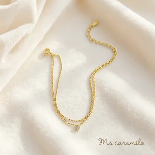 【Ms caramelo 焦糖小姐】925純銀 雙層單顆鋯石手鍊