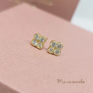 【Ms caramelo 焦糖小姐】925純銀鋯石 幸運草耳環
