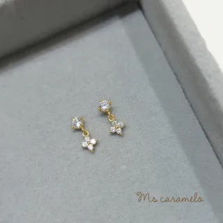 【Ms caramelo 焦糖小姐】925純銀 鋯石花朵耳環