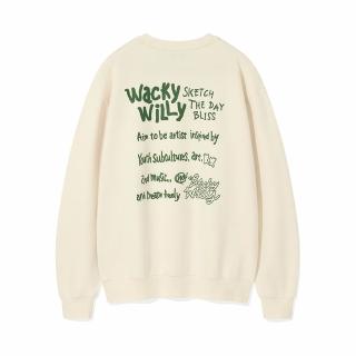 【Wacky WiLLY】官方旗艦館 背面字母大學T(UNI大學T 圓領上衣 奶油白色)