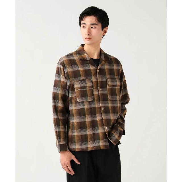 【BEAMS】官方旗艦館 BEAMS HEART / 男裝 雙層紗布 格紋 開領 襯衫