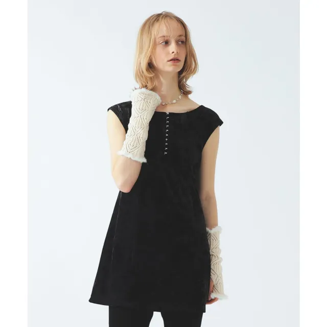 【BEAMS】官方旗艦館 Ray BEAMS / 女裝 拼接 絲絨 短版 洋裝
