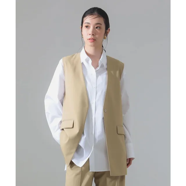 【BEAMS】官方旗艦館 Demi-Luxe BEAMS / 女裝 棉質 無翻領 西裝背心