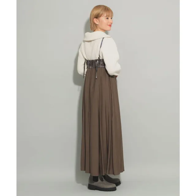 【BEAMS】官方旗艦館 Ray BEAMS / 女裝 珠光絲 印花 吊帶背心式 洋裝
