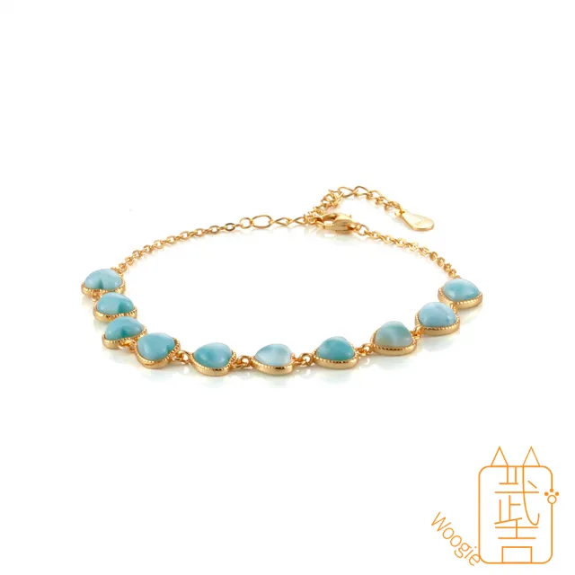 【Woogie武吉珠寶】精品拉利瑪愛心設計純銀手鍊(藍海紋7x7mm)