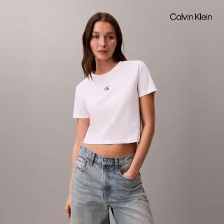 【CALVIN KLEIN】官方旗艦館CK 字母圖案短款T恤 白色