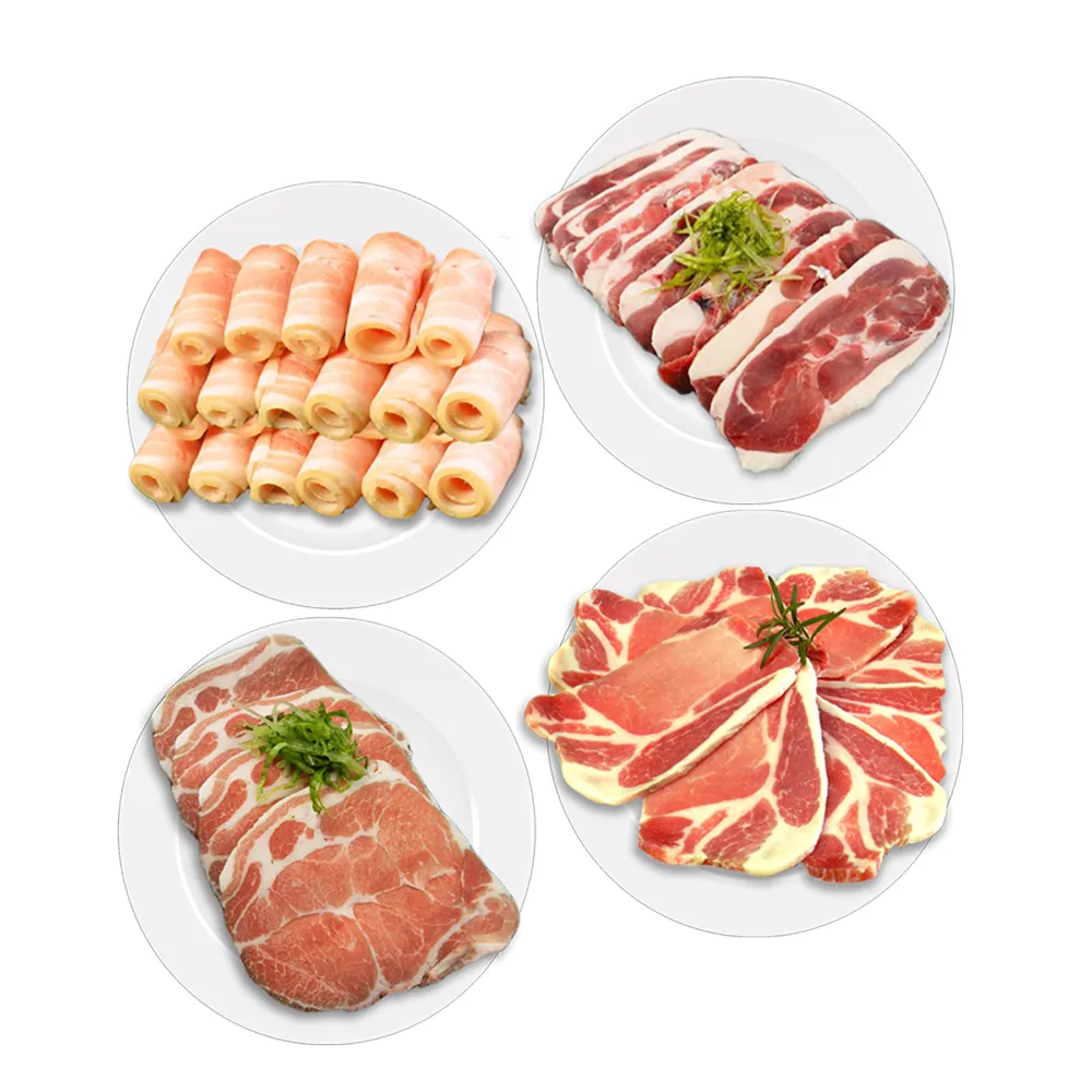 【好神】超值家庭號火烤兩用豬肉鴨肉片4盒組(500g/盒/中秋烤肉/火鍋/燒烤)