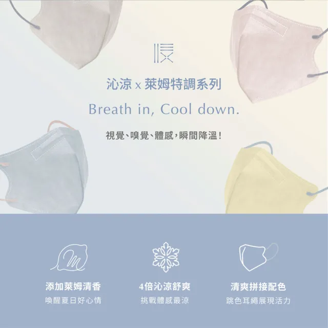 【辰昱】辰昱3D香氛涼感醫療口罩_20入單片裝/共三盒(期間限定/L有鼻樑壓條/沁透涼爽/滑順親膚/加大版型)