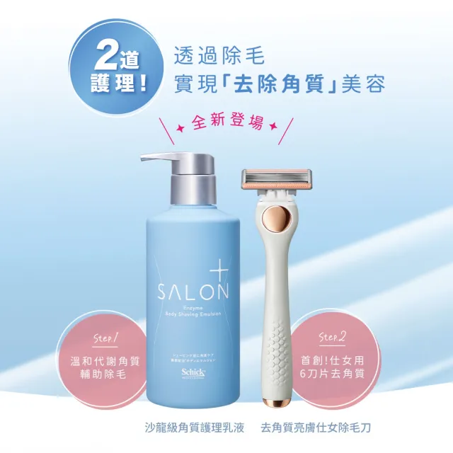 【Schick 舒適牌】舒綺極 Salon Plus 去角質亮膚仕女除毛刀 敏感肌用(刀片3入x3組 共9入)