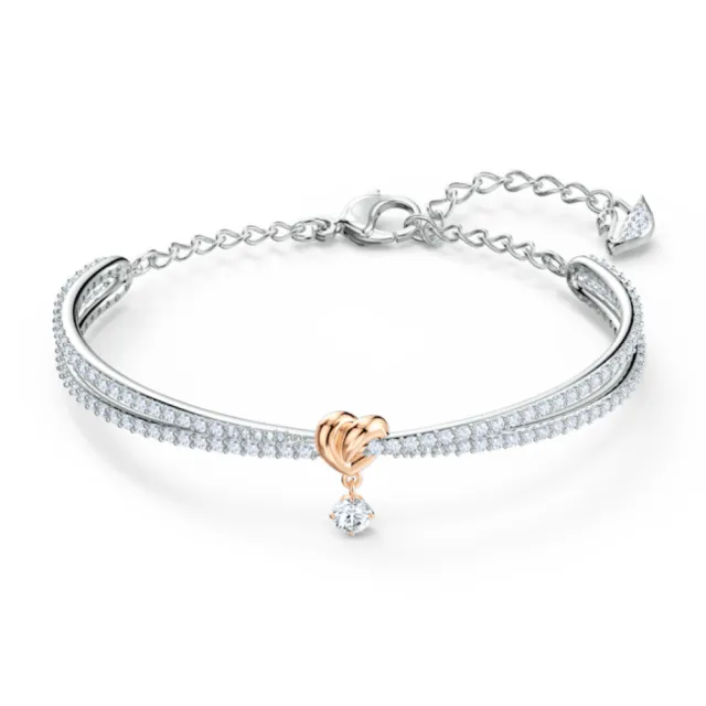 【SWAROVSKI 施華洛世奇】官方直營 Lifelong Heart 永恆心動 心形手鐲 愛心 白色 多種金屬潤飾 | 5516544