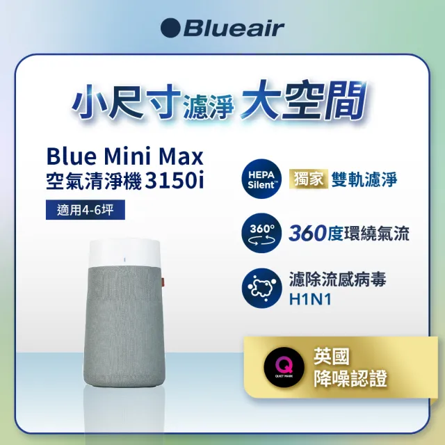 【Blueair】Blue Mini Max 空氣清淨機3150i(最大適用6坪)