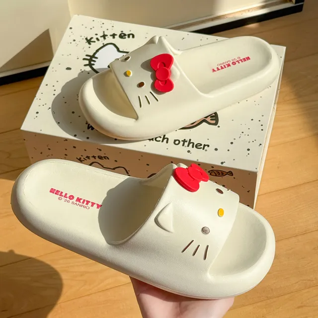【HELLO KITTY】大頭像簡約造型EVA輕量舒適柔軟厚底防滑防水室內外休閒涼拖鞋-四款可選(三麗鷗)