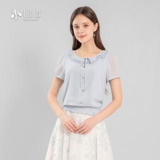 【IRIS 艾莉詩】淡雅小荷葉領雪紡上衣-2色(62120)