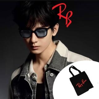 【RayBan 雷朋】亞洲版 時尚方框太陽眼鏡 RB4439D 901/72 黑框抗UV淺藍鏡片 公司貨(搭贈RAY BAN托特包)