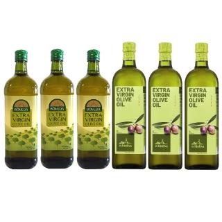 【慕雅利華】柏菲答+艾奇利華特級初榨冷壓橄欖油(1000mlx3瓶+1000mlx3瓶)