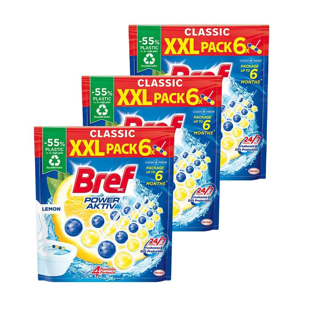 【Bref 妙力】懸掛式浴廁馬桶清潔球量販包50g*6/包 共3包(檸檬/松樹 2款任選)