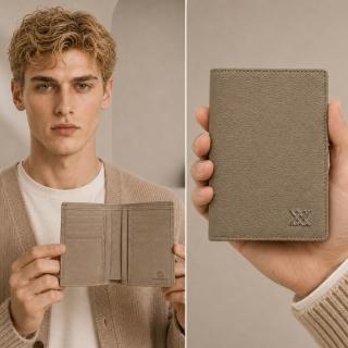 【LEESA】8卡位錢包\直式短夾\對折皮夾\真皮錢包\頭層牛皮\男用錢包\多卡位皮夾\男生皮夾\鋯石