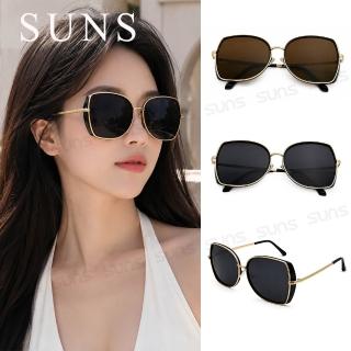 【SUNS】時髦金邊方框墨鏡 大框顯小臉 高質感金屬框 抗紫外線UV400 S9020
