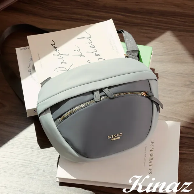 【KINAZ】多層收納輕量防潑水尼龍牛皮隨身斜背類胸包-海鹽綿糖-小跟班系列