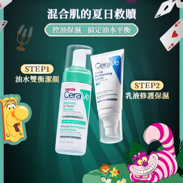 【CeraVe 適樂膚】momo獨家!超品日限定★迪士尼愛麗絲系列 臉部清潔修護禮盒(油水雙衡潔顏慕絲+超級修護乳)